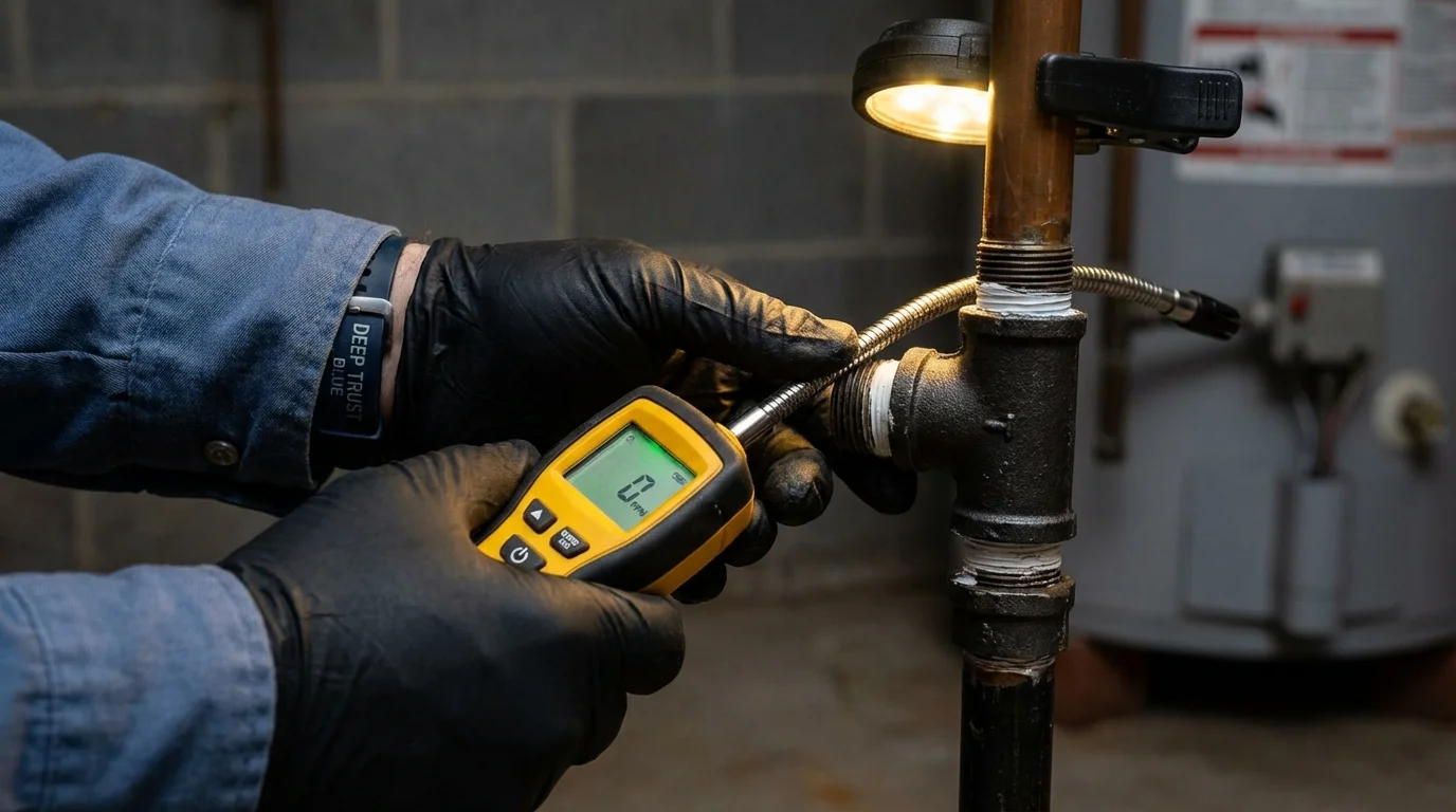 Gas leak detection with electronic sniffer by Johns Plumbing LLC in Stuttgart